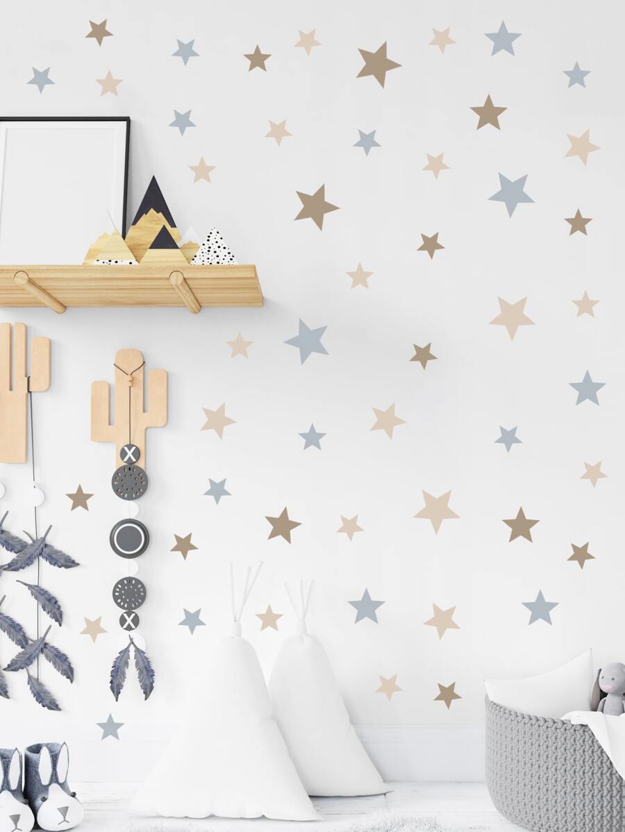 Star Pattern Wall Sticker, Self Adhesive Wall Art Decal For Kids Bedroom, Stickers, Wall Decal, Vinyl Decal For Home Decorations, Spring Decoration Items Refresh Your Home, Festival Decoration Stickers Gifts Birthday Graduation - Multicolor - View 1