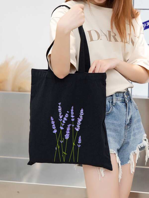 Bolsa de compras con estampado floral
