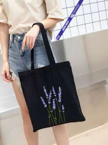 Floral Print Shopper Bag - Black - View 4
