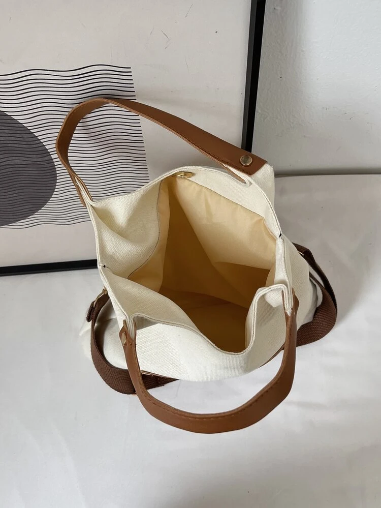 Bolsas de ombro Dois tons Bolso frontal - Bege - Visão 3