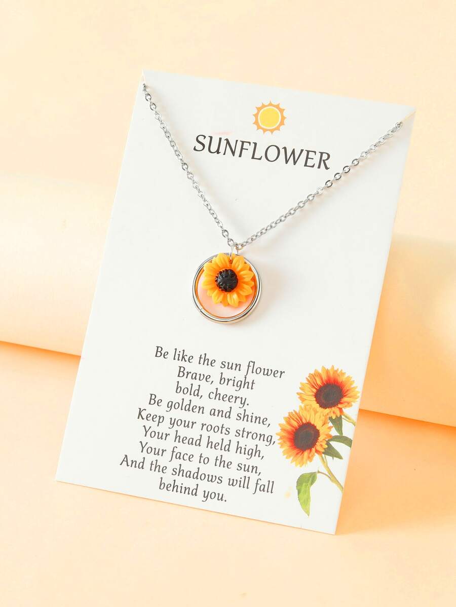 Goodwaro Sunflower & Ring Charm Necklace - Multicolor - View 1