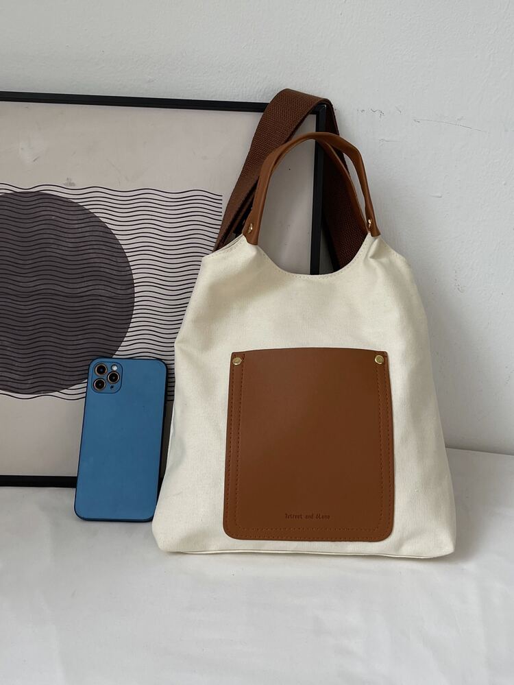 Bolsas de ombro Dois tons Bolso frontal - Bege - Visão 5