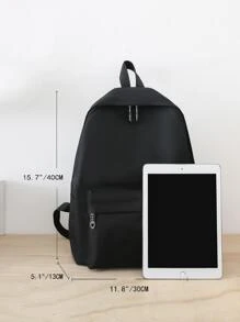 4pcs Minimalist Functional Backpack Set School Bag Set For Graduate, Teen Girls, Freshman, Sophomore, Junior & Senior In College, University & High School, Perfect For Outdoors ,Travel & Back To School - Black - View 3