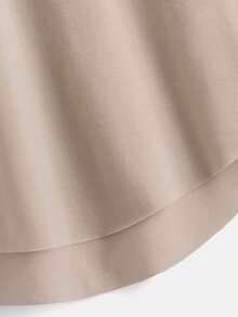 SHEIN Boys Expression Print Drop Shoulder Asymmetrical Hem Tee - Khaki - View 4