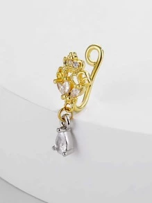 Popular Rhinestone Water-Drop Charm Nose Cuff Copper Simple & Stylish For Women & Girls Unisex - Multicolor - View 1