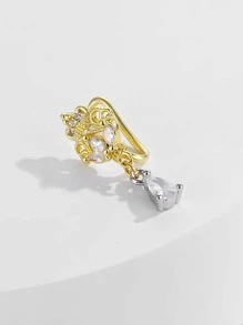 Popular Rhinestone Water-Drop Charm Nose Cuff Copper Simple & Stylish For Women & Girls Unisex - Multicolor - View 3