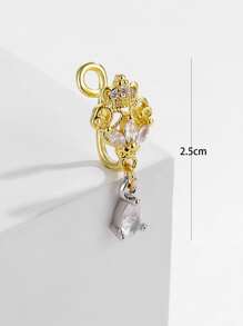 Popular Rhinestone Water-Drop Charm Nose Cuff Copper Simple & Stylish For Women & Girls Unisex - Multicolor - View 4