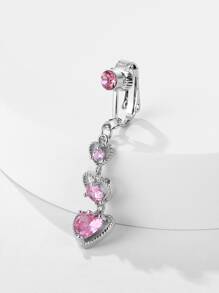 Cubic Zirconia Heart Charm Navel Belly Cuff Unisex Fashion Punk Body Piercing Jewelry - Multicolor - View 1