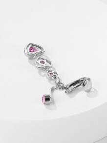Cubic Zirconia Heart Charm Navel Belly Cuff Unisex Fashion Punk Body Piercing Jewelry - Multicolor - View 2