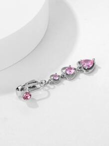 Cubic Zirconia Heart Charm Navel Belly Cuff Unisex Fashion Punk Body Piercing Jewelry - Multicolor - View 3