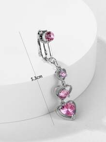 Cubic Zirconia Heart Charm Navel Belly Cuff Unisex Fashion Punk Body Piercing Jewelry - Multicolor - View 4