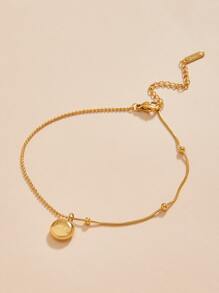 字母細節圓形吊飾珠子裝飾手環 - 金黃色 - 查看 2