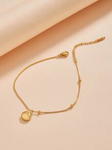 字母細節圓形吊飾珠子裝飾手環 - 金黃色 - 查看 3