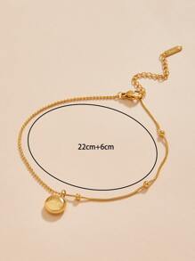 字母細節圓形吊飾珠子裝飾手環 - 金黃色 - 查看 4