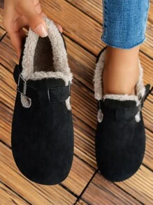 Botas de nieve sintética con diseño de hebilla con forro teddy - Negro - Ver 6
