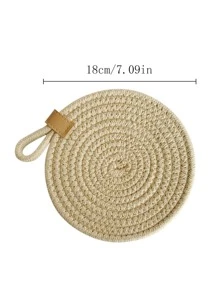 編織圓形杯墊、掛墊,適用於廚房和餐桌,1片裝 - 卡其色 - 查看 4