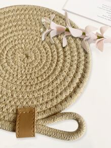 編織圓形杯墊、掛墊,適用於廚房和餐桌,1片裝 - 卡其色 - 查看 6