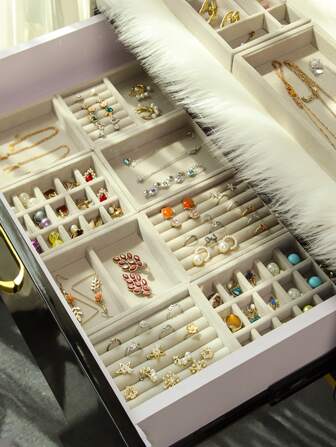 1個 再利用可能な MDF ジュエリートレイ、リング、ネックレスを配置するための絶妙な固体耐久性のあるジュエリー収納ボックス