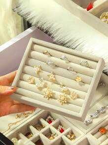 1pc Reusable MDF Jewelry Tray,Exquisite Solid Durable Jewelry Storage Box For Placing Ring,Necklace - Beige - View 4