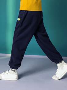 Boys Letter Graphic Joggers - Navy Blue - View 2