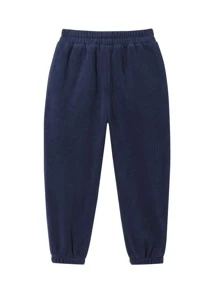 Boys Letter Graphic Joggers - Navy Blue - View 4