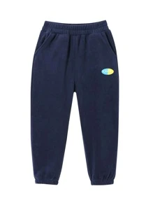 Boys Letter Graphic Joggers - Navy Blue - View 5