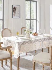 1 cái khăn trải bàn thiết kế hoa - trắng - Xem 1