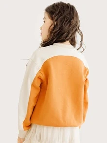 女孩1入組卡通和字母圖案雙色運動衫 - 彩色 - 查看 2