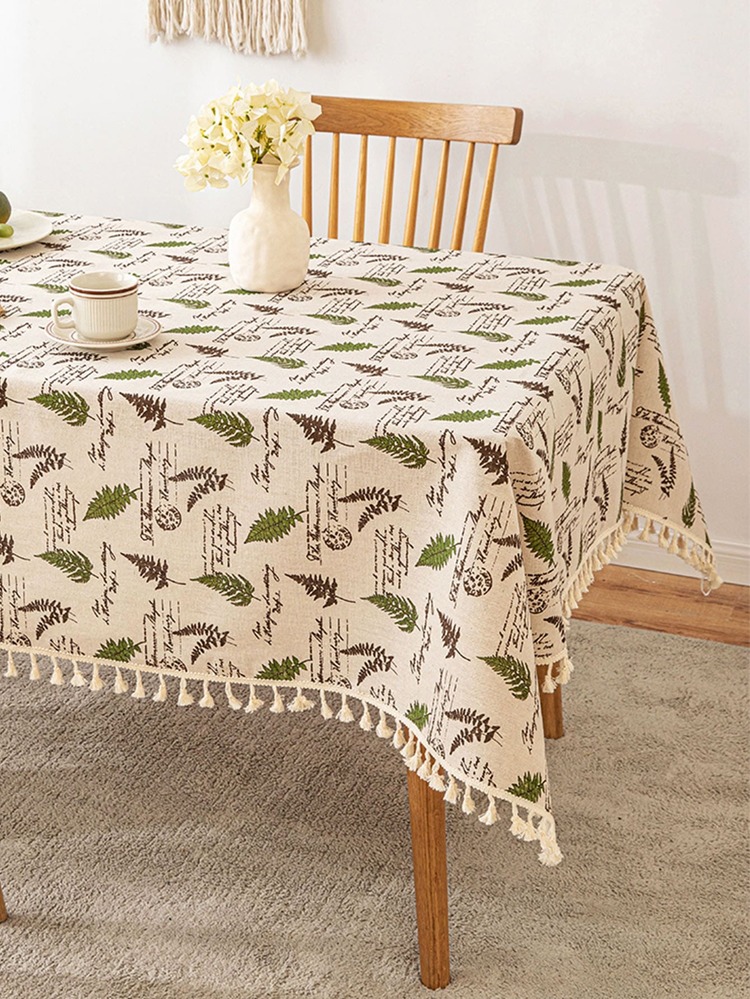 1入組葉子圖案桌布 - 彩色 - 查看 6