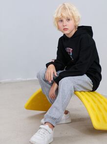 Boys Solid Press Crease Jogging Joggers - Light Grey - View 5