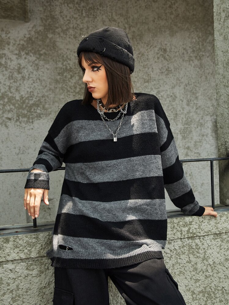 Grunge striped sweater sales
