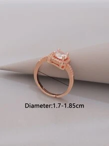 方晶鋯石裝飾戒指 - 玫瑰金 - 查看 5