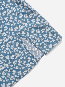 ROMWE Kawaii 2pcs/Set Women Ditsy Floral Mini Dress With Short Jacket - Multicolor - View 5