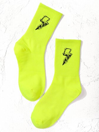 骷髏和閃電圖形中筒襪