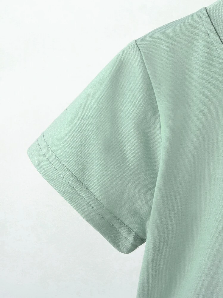 SHEIN Young Boy Cartoon Dinosaur Tee With Track Shorts Boys Dinosaur Clothesbaby Boy Short Setspocket Baby Boys Sets - Multicolor - View 4