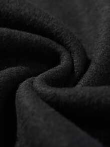 Manfinity EMRG Men Slogan & Picture Print Kangaroo Pocket Drawstring Thermal Hoodie - Black - View 4