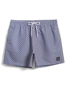 Horizaway Men Allover Geo Print Drawstring Waist Swim Trunks,Hawaiian