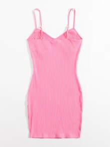 Muchica Solid Rib-knit Bodycon Dress - Pink - View 2