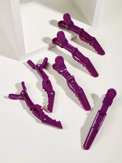 WANMEI 6 piezas Pinzas para el cabello de cocodrilo, Pinzas para el cabello curvas, Pinzas para el cabello de cocodrilo rectangulares de unicolor - Elegantes, de moda, dulces, adecuadas para el uso diario de las mujeres, Pinzas para el cabello de salón de peluquería profesional, Pinzas para fijar el cabello de estilista, Utilizadas para el peinado de salón, Pinzas para el cabello de vuelta al colegio, Artículos esenciales de viaje, Peinado hacia atrás, Secador de pelo, Cabello, Estilista, Peine de borde, Secador de pelo