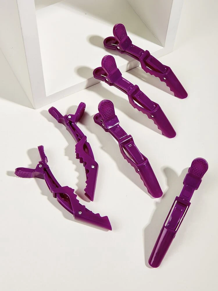 6pcs Crocodile Hair Clips, Curved Hair Clips, Solid Color Rectangular Crocodile Hair Clips - Elegant, Fashionable, Sweet, Suitable For Women's Daily Wear, Professional Hair Salon Hair Clips, Hairstylist Fixing Hair Clips, Used For Salon Styling, Back To School Hair Clips, Travel Essentials, Backcombing, Blow Dryer, Hair, Hairstylist, Edge Comb, Blow Dryer