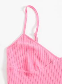 Muchica Solid Rib-knit Bodycon Dress - Pink - View 5