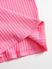 Muchica Solid Rib-knit Bodycon Dress - Pink - View 6