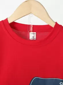 SHEIN Young Boy Cartoon Dinosaur Tee With Track Shorts - Multicolor - View 5