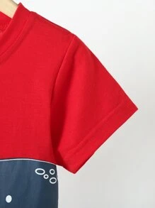 SHEIN Young Boy Cartoon Dinosaur Tee With Track Shorts - Multicolor - View 6