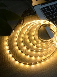 1 pieza 1.5m 90-led Luz de tira llevada blanca cálida para mesita de noche, retroiluminación, iluminación de escritorio de oficina - Amarillo - Ver 2