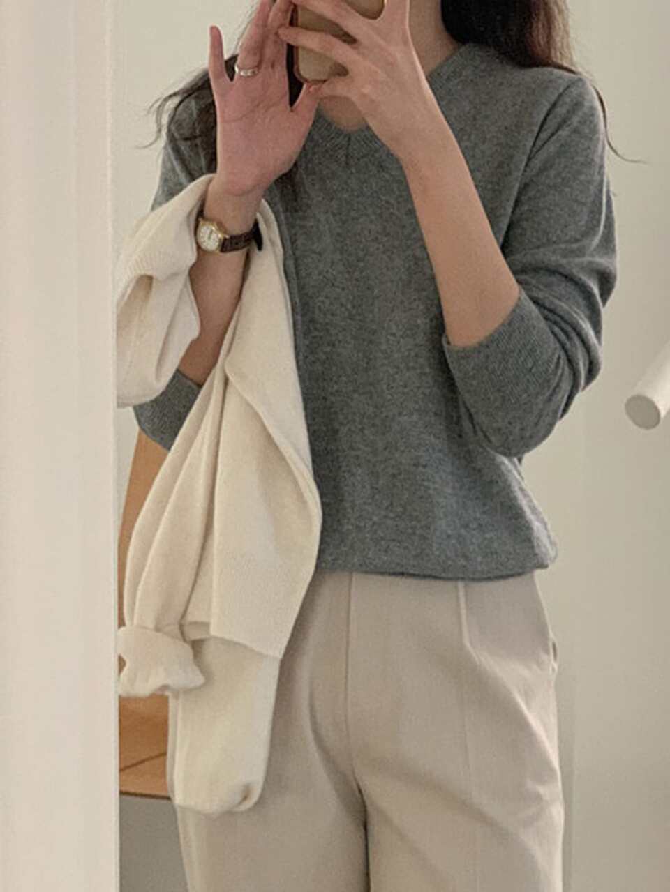 Solid V Neck Sweater