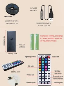 1入組5m150LED44鍵遠程受控智能RGB燈條適合派對,氛圍,和房間裝修 - 彩色 - 查看 4