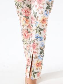 EURMUSE All Over Floral Print Split Hem Pants - Multicolor - View 6