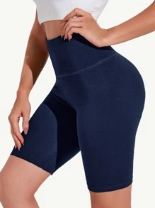 SHEIN BASICS 寬鬆腰帶摩托車褲短褲