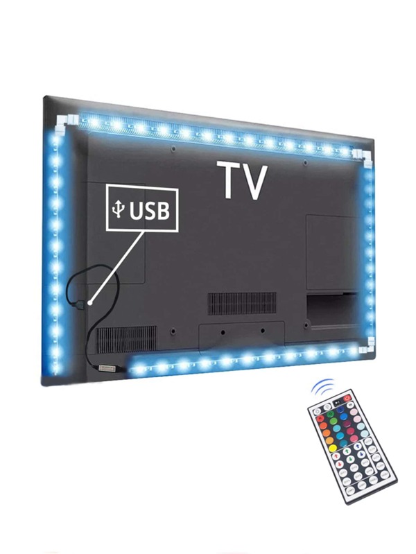 1pc TV Background LED Strip Light With Remote Control, 30/60/90 LED 1/2